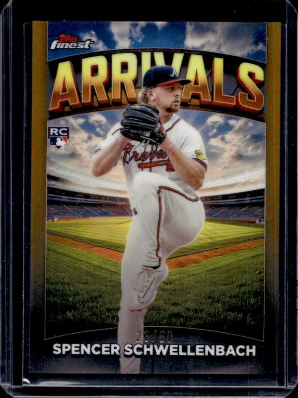 Spencer Schwellenbach 2025 Topps Finest #A-15 Arrivals - Gold Refractor /50 Rookie RAW