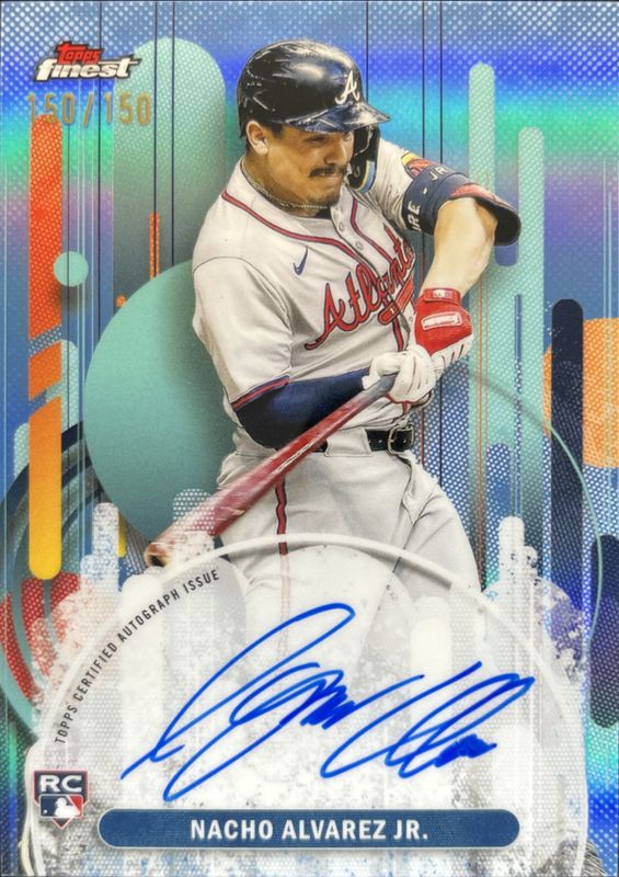 Nacho Alvarez Jr. 2025 Topps Finest #FA-NA Finest Autographs - Sky Blue Refractor /150 Rookie RAW
