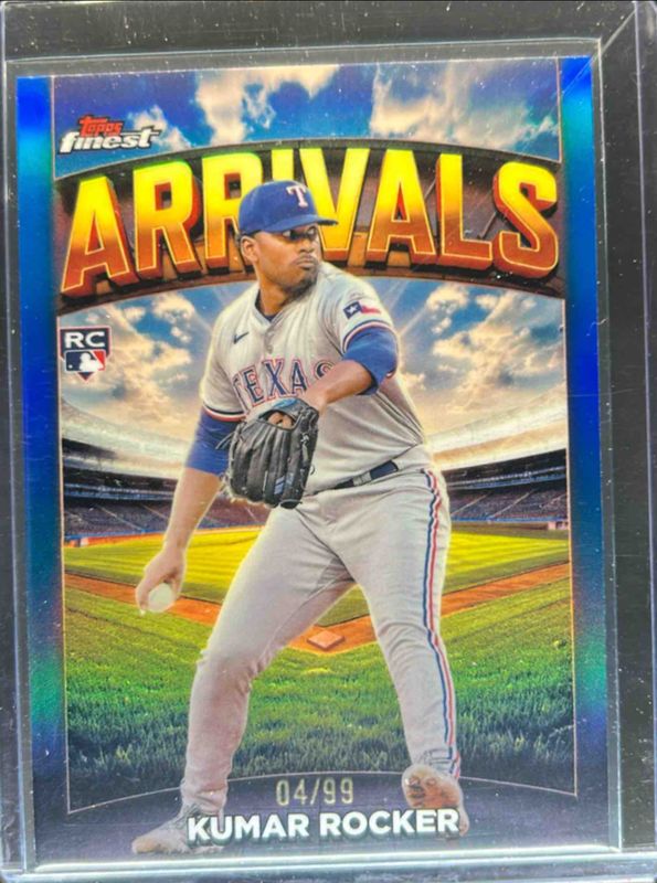 Kumar Rocker 2025 Topps Finest #A-13 Arrivals - Blue Refractor /99 Rookie RAW