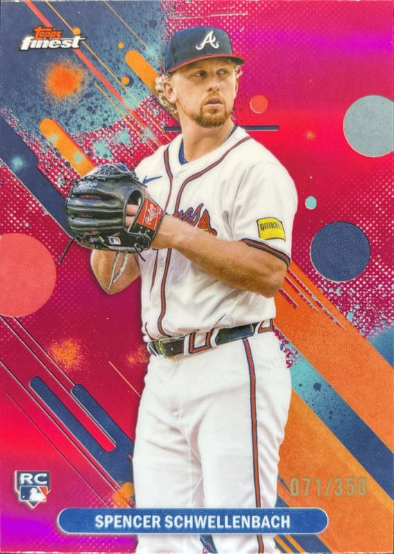 Spencer Schwellenbach 2025 Topps Finest #43 Base Common - Magenta Refractor /350 Rookie RAW