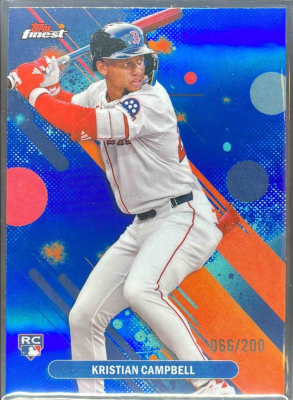 Kristian Campbell 2025 Topps Finest #98 Base Common - Blue Refractor /200 Rookie RAW