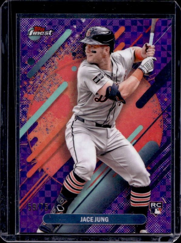 Jace Jung 2025 Topps Finest #243 Base Rare - Purple X-Fractor /75 Rookie RAW