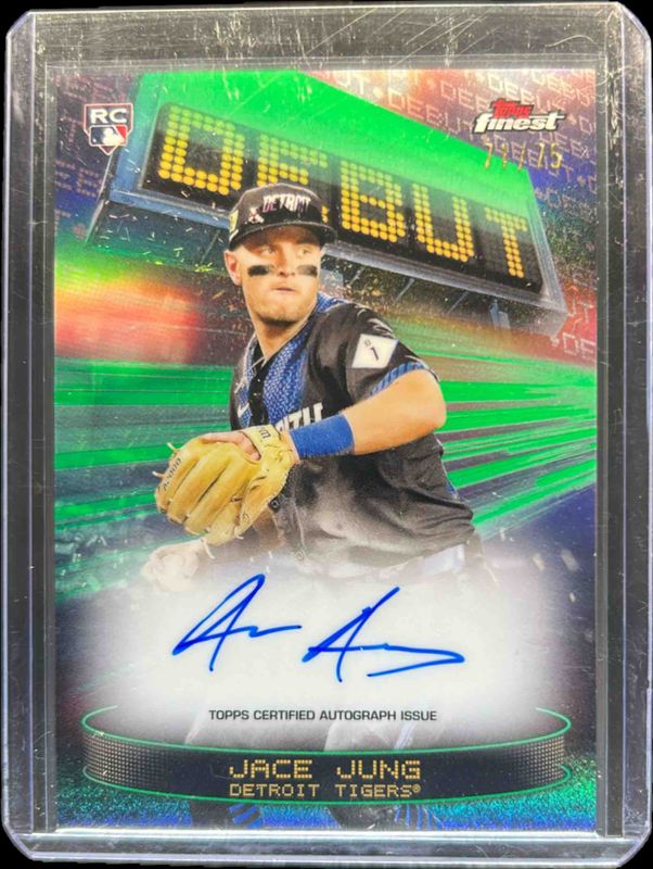 Jace Jung 2025 Topps Finest #DAV-JJU Debut Autographs - Green Refractor /75 Rookie RAW