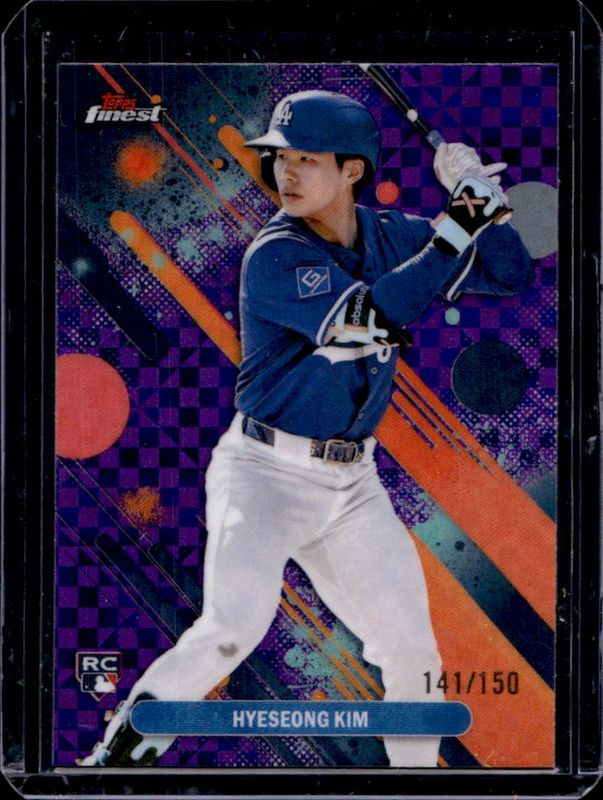 Hyeseong Kim 2025 Topps Finest #27 Base Common - Purple X-Fractor /150 Rookie RAW