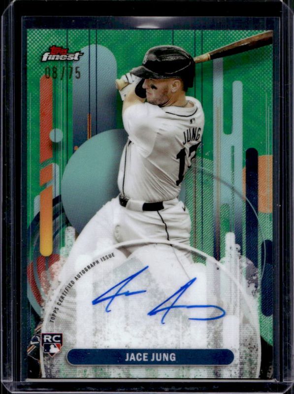 Jace Jung 2025 Topps Finest #FA-JJU Finest Autographs - Green Refractor /75 Rookie RAW