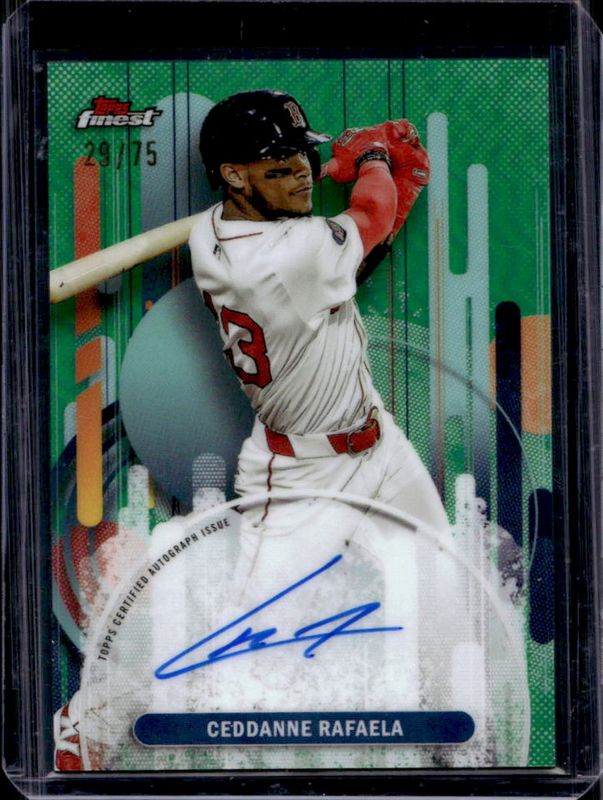 Ceddanne Rafaela 2025 Topps Finest #FA-CRA Finest Autographs - Green Refractor /75 RAW