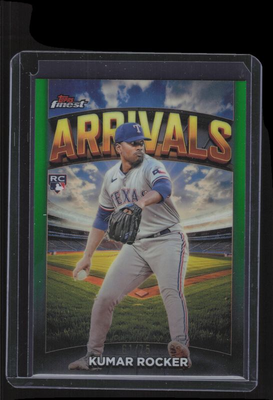 Kumar Rocker 2025 Topps Finest #A-13 Arrivals - Green Refractor /75 Rookie RAW