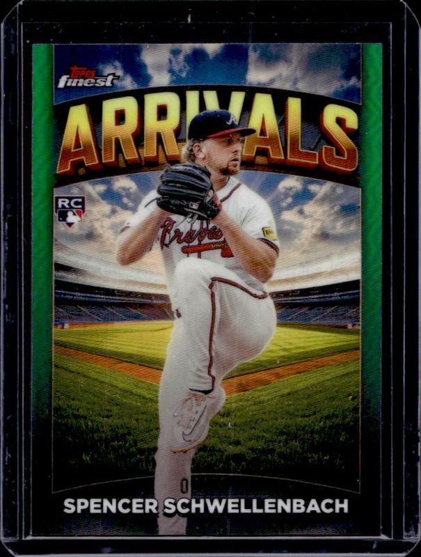 Spencer Schwellenbach 2025 Topps Finest #A-15 Arrivals - Green Refractor /75 Rookie RAW