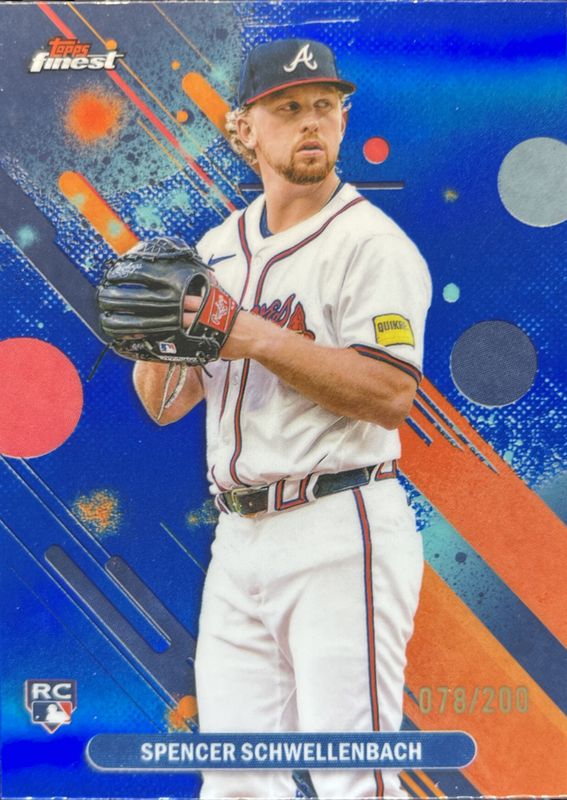 Spencer Schwellenbach 2025 Topps Finest #43 Base Common - Blue Refractor /200 Rookie RAW