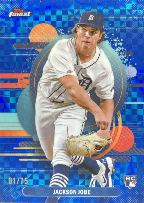 Jackson Jobe 2025 Topps Finest #174 Base Uncommon - Blue X-Fractor /75 Rookie RAW