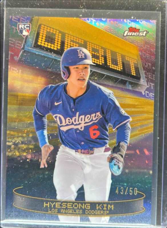 Hyeseong Kim 2025 Topps Finest #D-29 Debut - Gold Refractor /50 Rookie RAW
