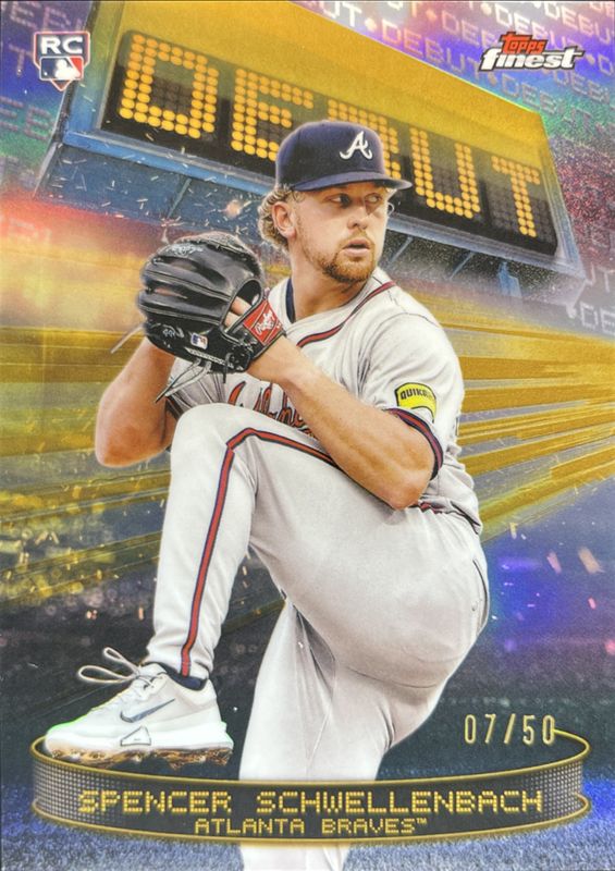 Spencer Schwellenbach 2025 Topps Finest #D-25 Debut - Gold Refractor /50 Rookie RAW