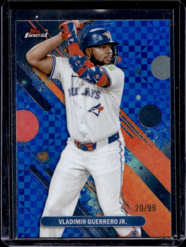 Ronald Acuna Jr. / Vladimir Guerrero Jr. 2025 Topps Finest #19 Base Common - Blue X-Fractor /99 RAW