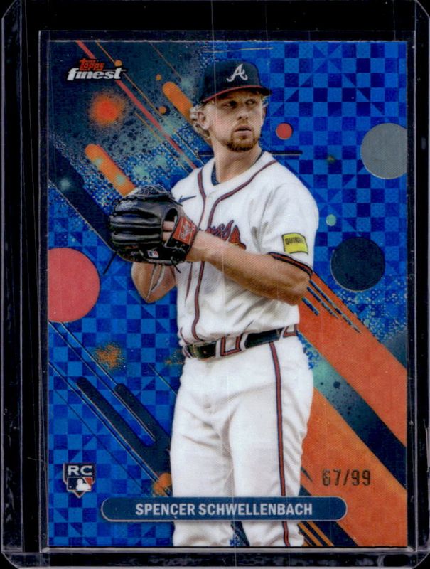 Spencer Schwellenbach 2025 Topps Finest #43 Base Common - Blue X-Fractor /99 Rookie RAW