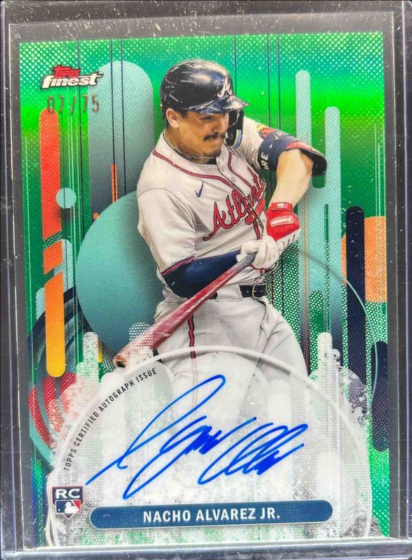 Nacho Alvarez Jr. 2025 Topps Finest #FA-NA Finest Autographs - Green Refractor /75 Rookie RAW
