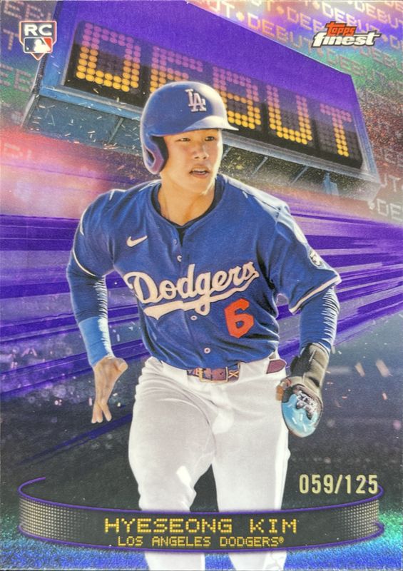 Hyeseong Kim 2025 Topps Finest #D-29 Debut - Purple Refractor /125 Rookie RAW