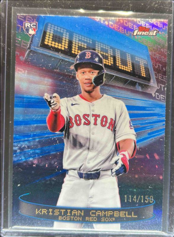 Kristian Campbell 2025 Topps Finest #D-7 Debut - Sky Blue Refractor /150 Rookie RAW