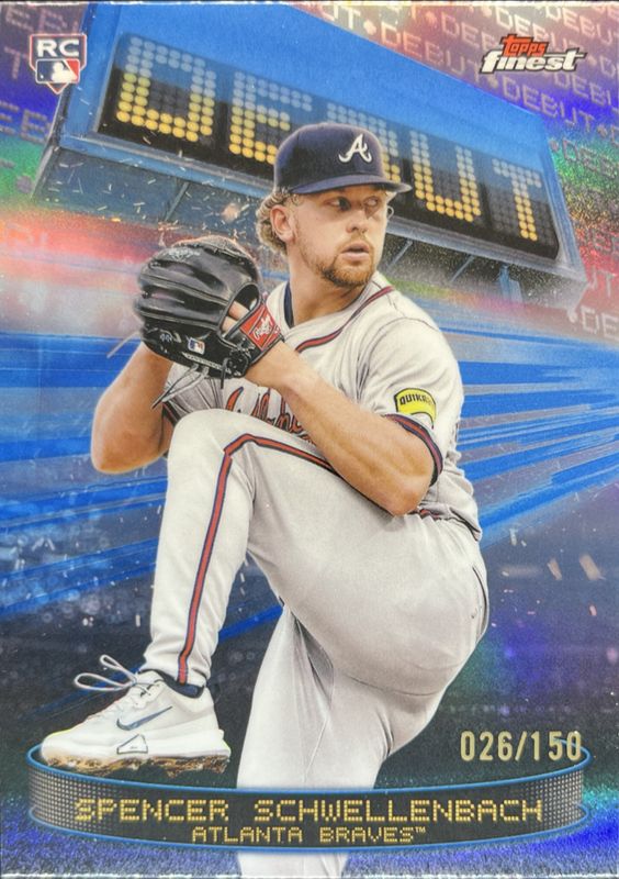 Spencer Schwellenbach 2025 Topps Finest #D-25 Debut - Sky Blue Refractor /150 Rookie RAW
