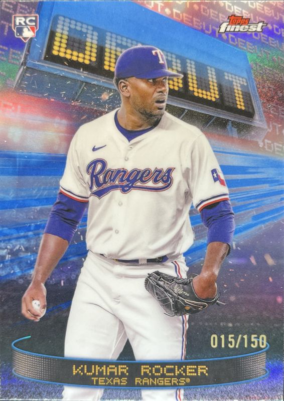 Kumar Rocker 2025 Topps Finest #D-19 Debut - Sky Blue Refractor /150 Rookie RAW