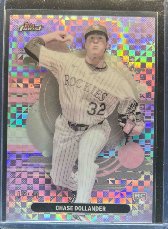 Chase Dollander 2025 Topps Finest #160 Base Uncommon - Pearl X-Fractor /40 RAW