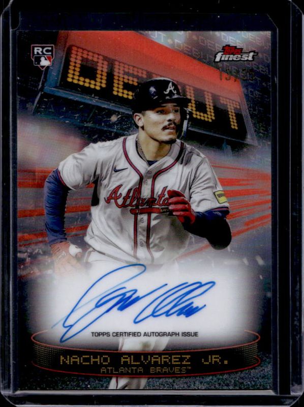 Nacho Alvarez Jr. 2025 Topps Finest #DAV-NA Debut Autographs - Orange Refractor /25 Rookie RAW