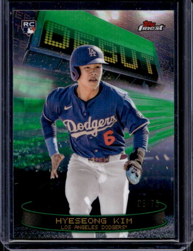 Hyeseong Kim 2025 Topps Finest #D-29 Debut - Green Refractor /75 Rookie RAW