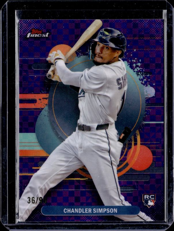 Chandler Simpson 2025 Topps Finest #177 Base Uncommon - Purple X-Fractor /99 Rookie RAW