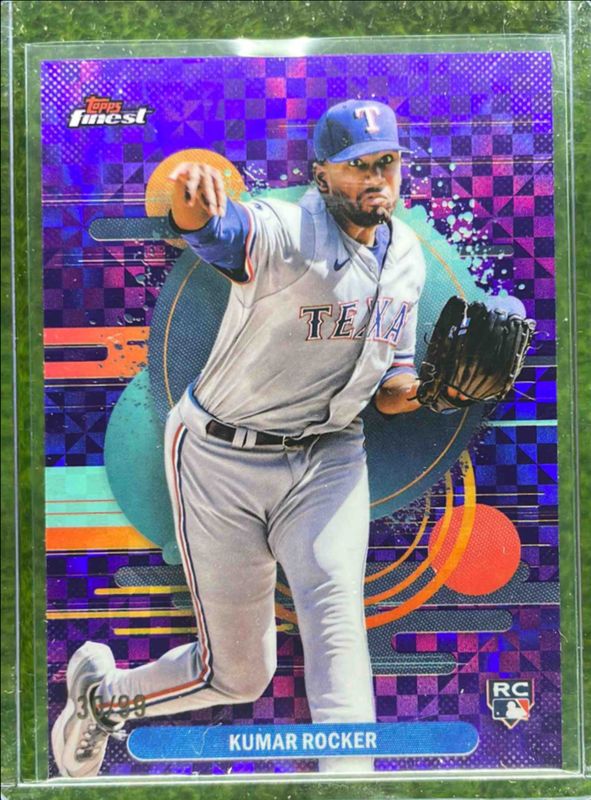 Kumar Rocker 2025 Topps Finest #121 Base Uncommon - Purple X-Fractor /99 Rookie RAW