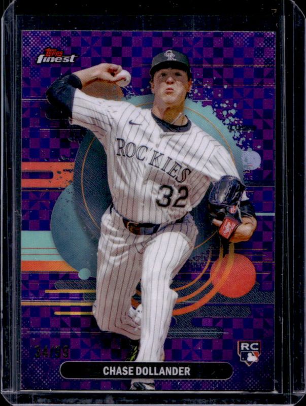 Chase Dollander 2025 Topps Finest #160 Base Uncommon - Purple X-Fractor /99 RAW
