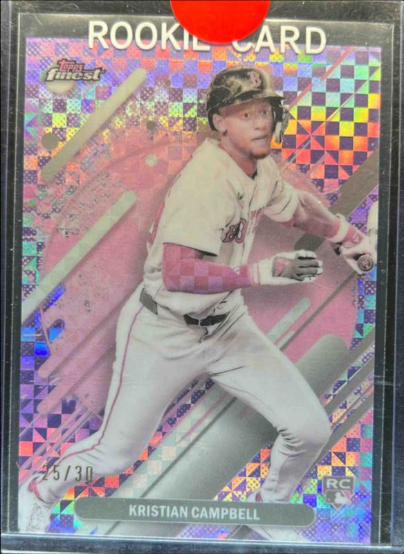 Kristian Campbell 2025 Topps Finest #259 Base Rare - Pearl X-Fractor /30 Rookie RAW