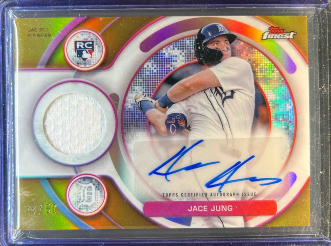 Jace Jung 2025 Topps Finest #RAJR-JJU Rookie Autographs Relic - Gold Refractor /50 RAW