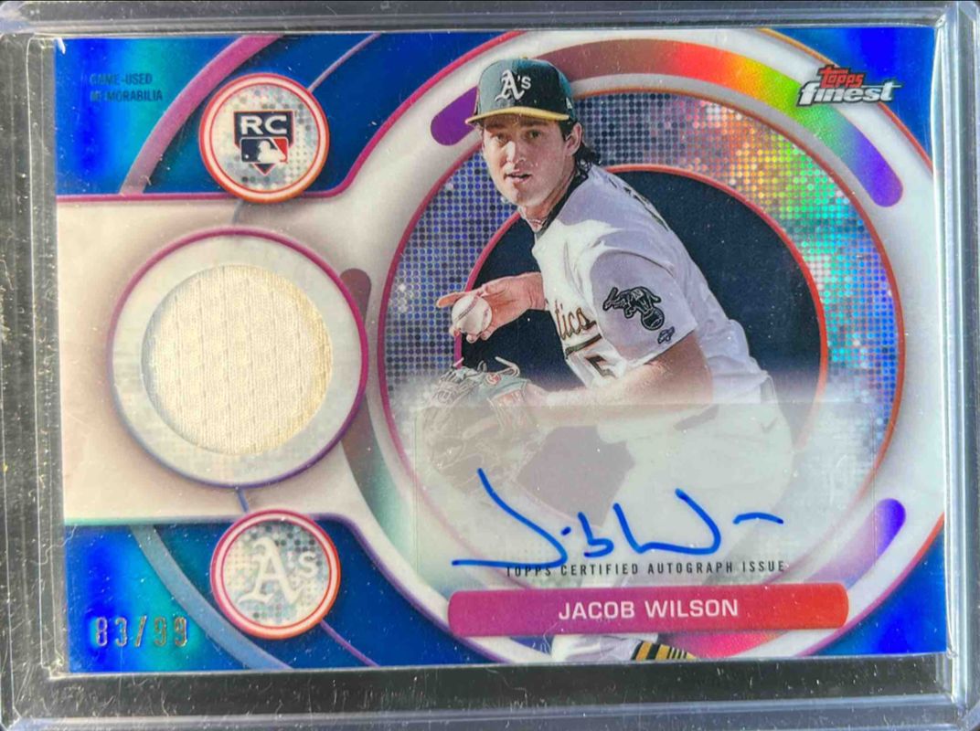 Jacob Wilson 2025 Topps Finest #RAJR-JWI Rookie Autographs Relic - Blue Refractor /99 RAW