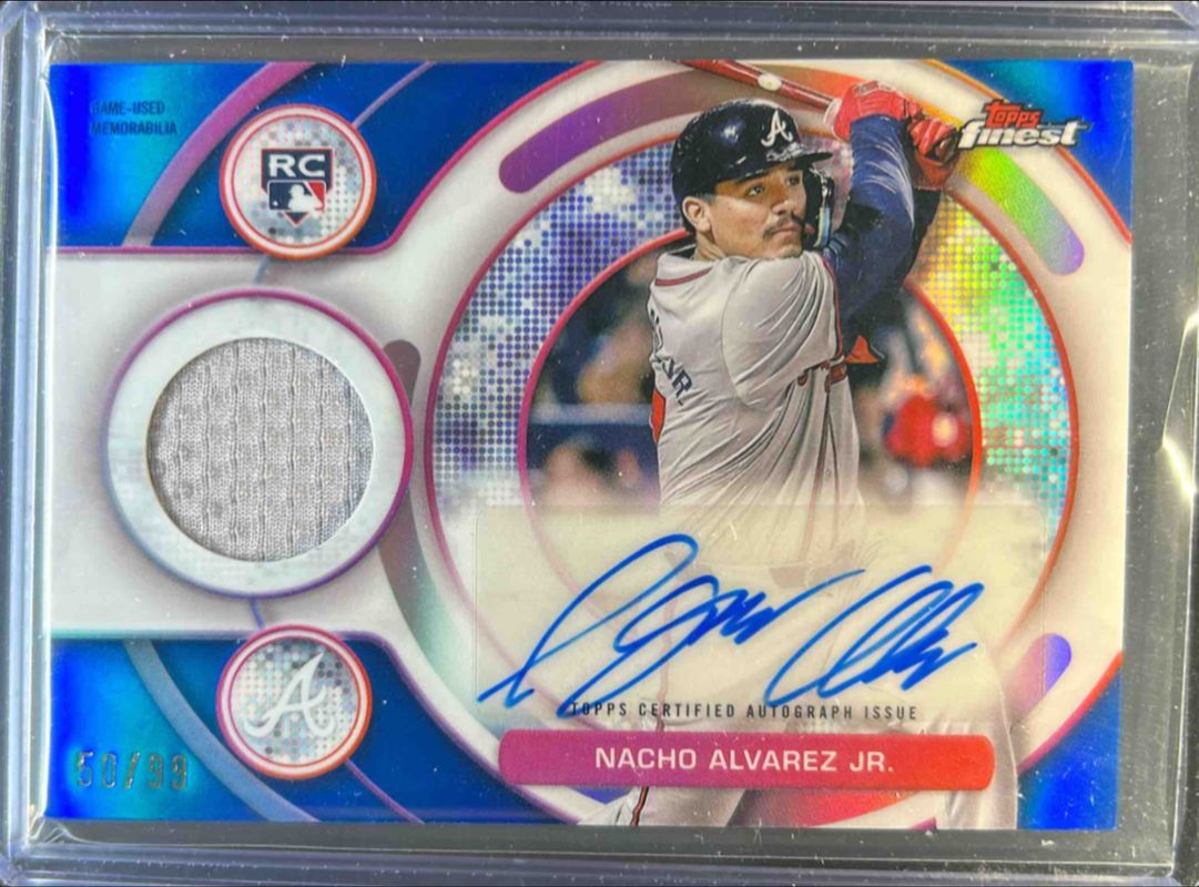 Nacho Alvarez Jr. 2025 Topps Finest #RAJR-NA Rookie Autographs Relic - Blue Refractor /99 RAW