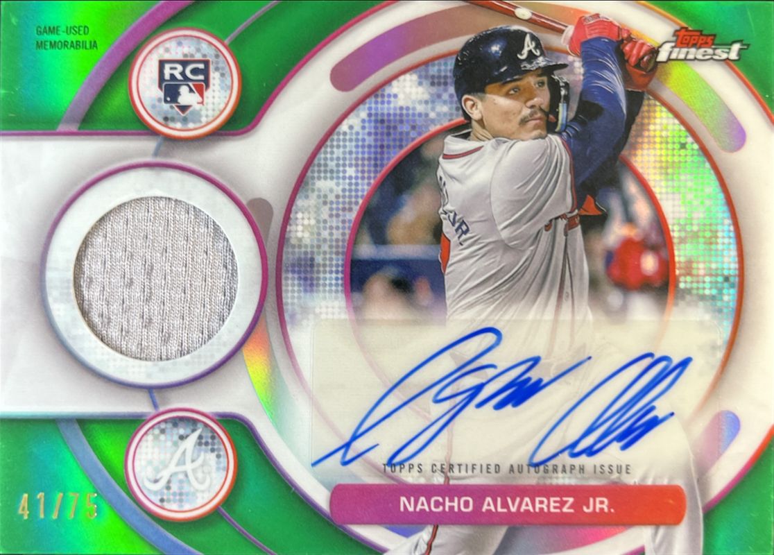 Nacho Alvarez Jr. 2025 Topps Finest #RAJR-NA Rookie Autographs Relic - Green Refractor /75 RAW
