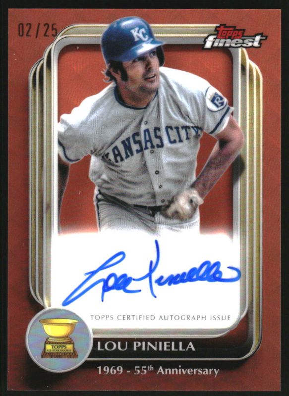 Lou Piniella 2025 Topps Finest #RCAA-LP Rookie Cup Anniversary Autographs - Orange Refractor /25 RAW