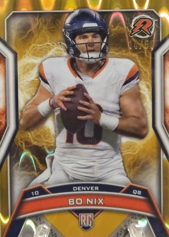 Bo Nix 2024 Topps Resurgence #125 Gold Power Surge Refractor /50 Rookie RAW