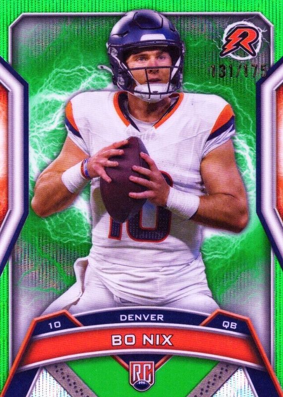 Bo Nix 2024 Topps Resurgence #125 Green Surge Refractor /175 Rookie RAW