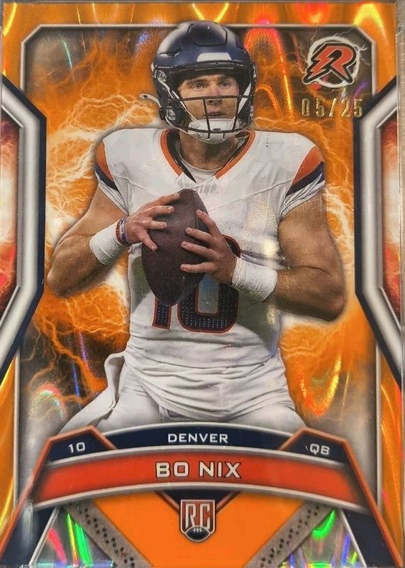 Bo Nix 2024 Topps Resurgence #125 Orange Power Surge Refractor /25 Rookie RAW