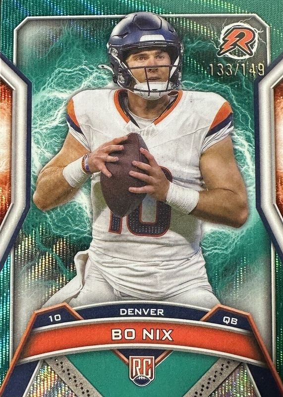 Bo Nix 2024 Topps Resurgence #125 Teal Surge Refractor /149 Rookie RAW