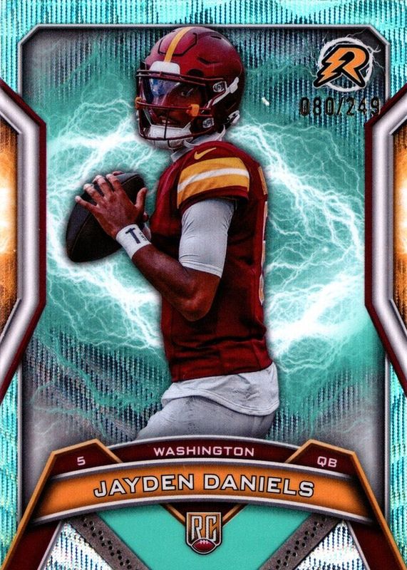 Jayden Daniels 2024 Topps Resurgence #196 Aqua Surge Refractor /249 Rookie RAW