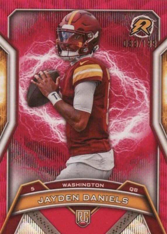 Jayden Daniels 2024 Topps Resurgence #196 Crimson Surge Refractor /199 Rookie RAW