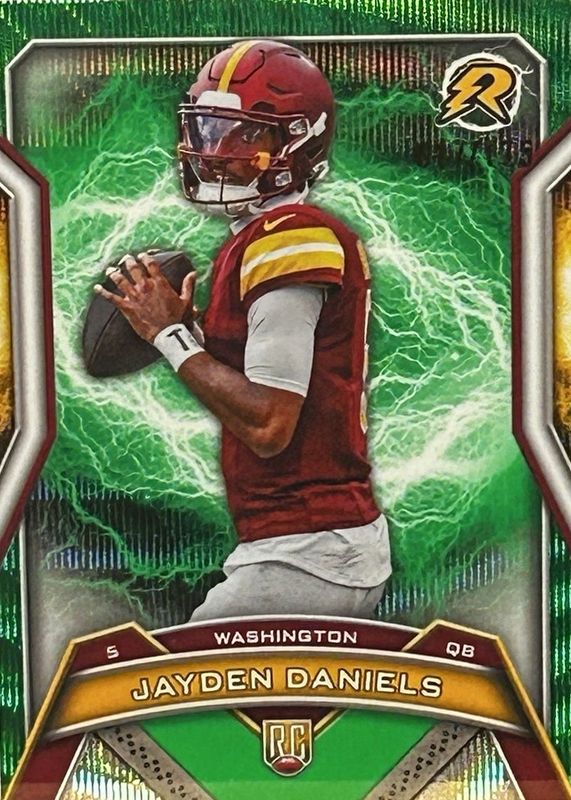 Jayden Daniels 2024 Topps Resurgence #196 Green Surge Refractor /175 Rookie RAW