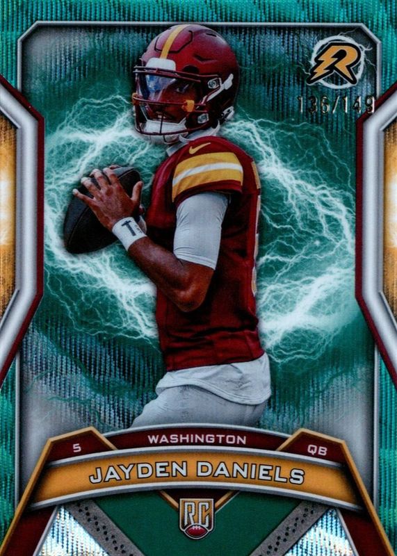 Jayden Daniels 2024 Topps Resurgence #196 Teal Surge Refractor /149 Rookie RAW