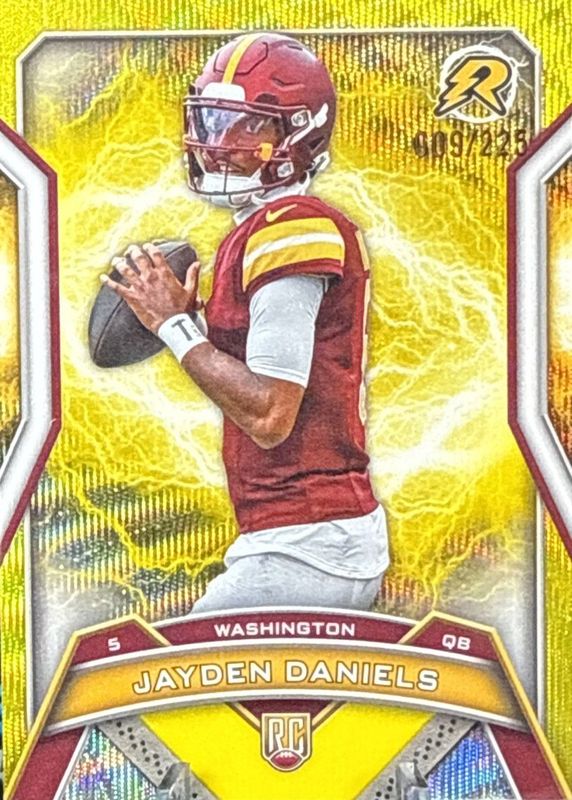 Jayden Daniels 2024 Topps Resurgence #196 Yellow Surge Refractor /225 Rookie RAW