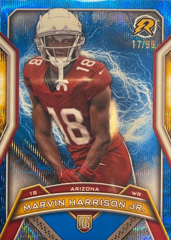 Marvin Harrison Jr. 2024 Topps Resurgence #102 Blue Surge Refractor /99 Rookie RAW
