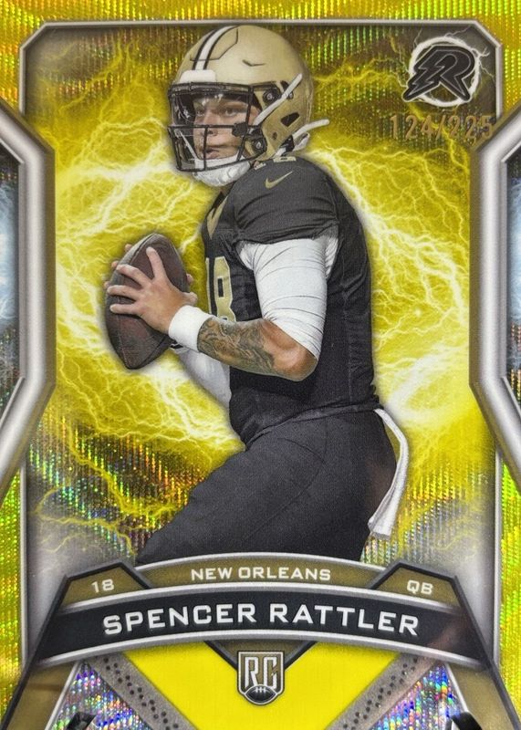 Spencer Rattler 2024 Topps Resurgence #166 Yellow Surge Refractor /225 Rookie RAW