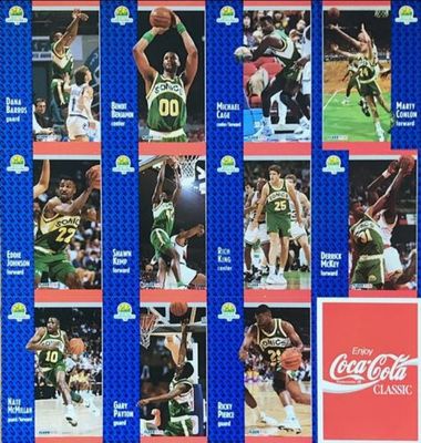 1991 Fleer Seattle SuperSonics Team Sheet SGA #189-/-190-/-192-195-/-357-361 Full Sheet