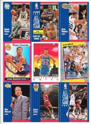 1991 Fleer #NNO/216/-225/-1/-4/-4/-98/-230/-236 Perforated Magazine Promotional Sample Sheet