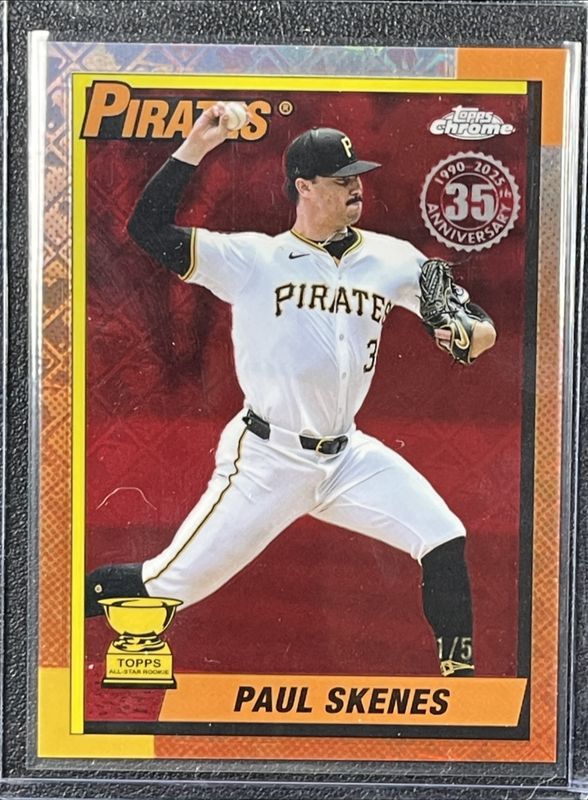 Paul Skenes 2025 Topps Chrome Logofractor Edition #90CB-13 1990 Baseball - Red Refractor /5 RAW