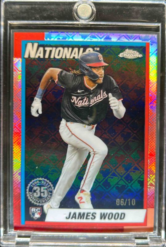 James Wood 2025 Topps Chrome Logofractor Edition #90CB-15 1990 Baseball - Black Refractor /10 Rookie RAW